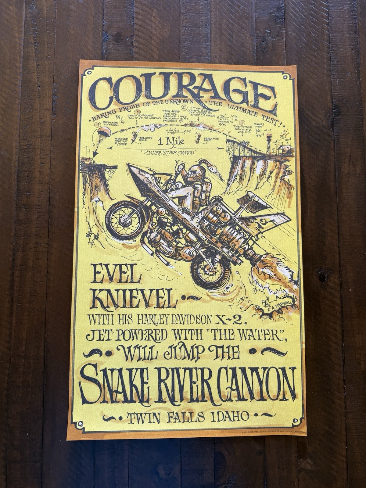 Evel Knievel Poster  “Courage” Snake River Canyon ORIGINAL 1971