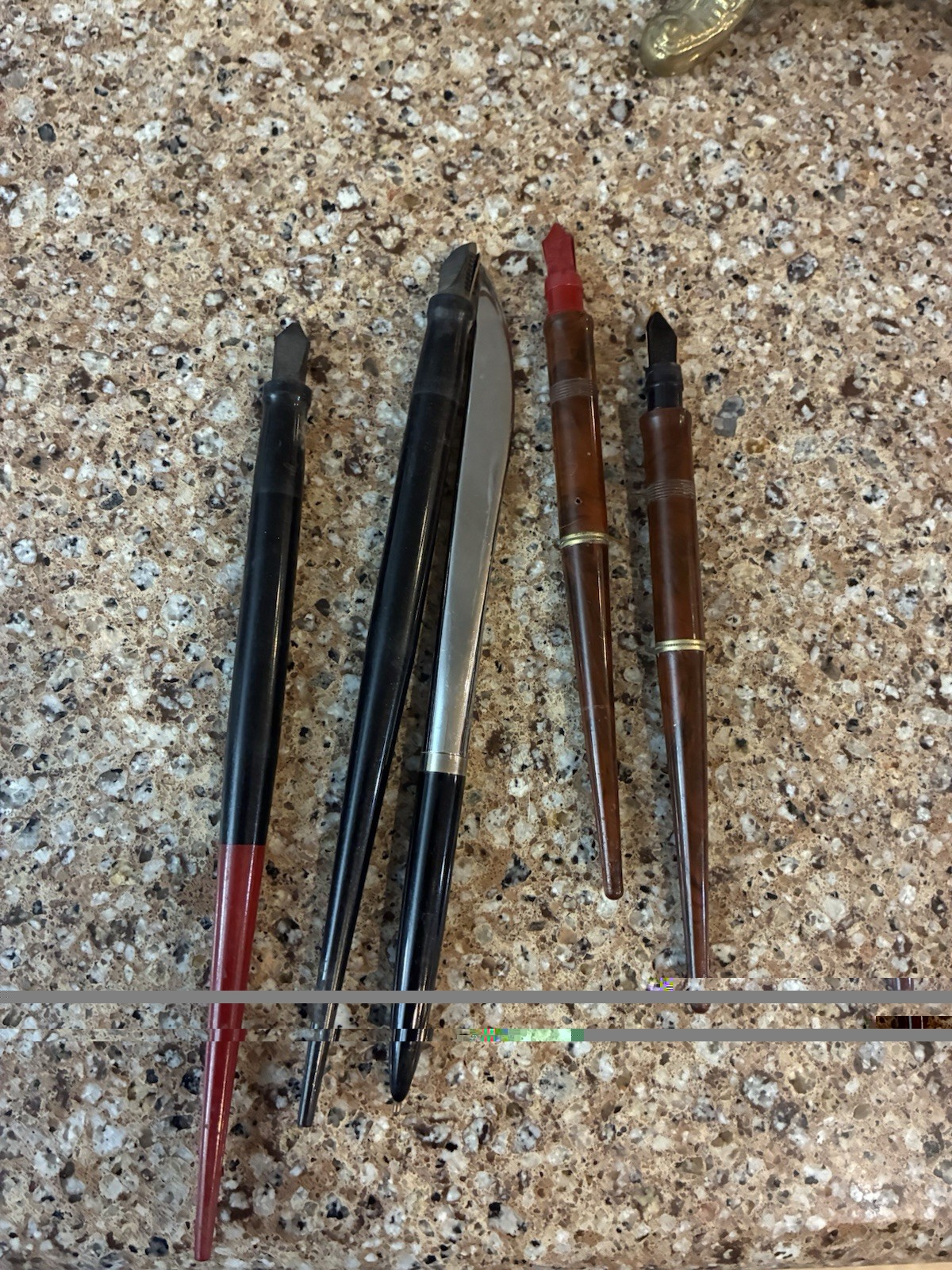 Lot of 5 Vintage Tapered Desk Fountain Dip Pens Black Brown Red Gold Tone