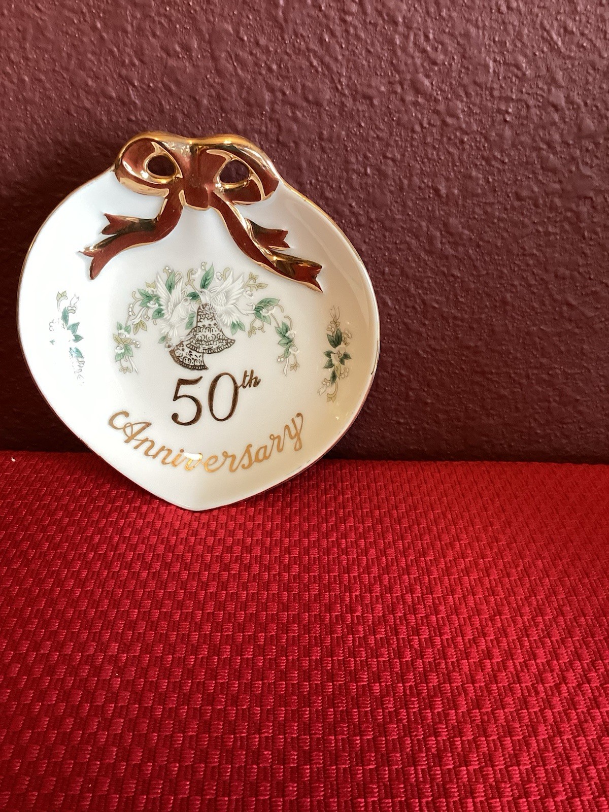 Lefton 50th Anniversary Handpainted Porcelain Trinket Dish #2099