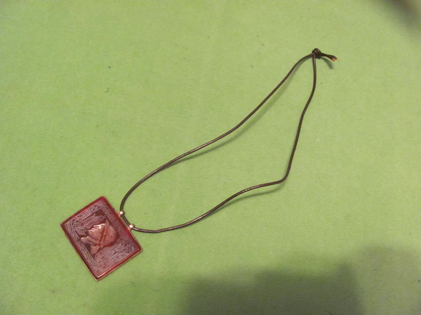 Vintage Carnelian Pendant Carving of Indo-Greek with 9.25 Sterling Silver Frame