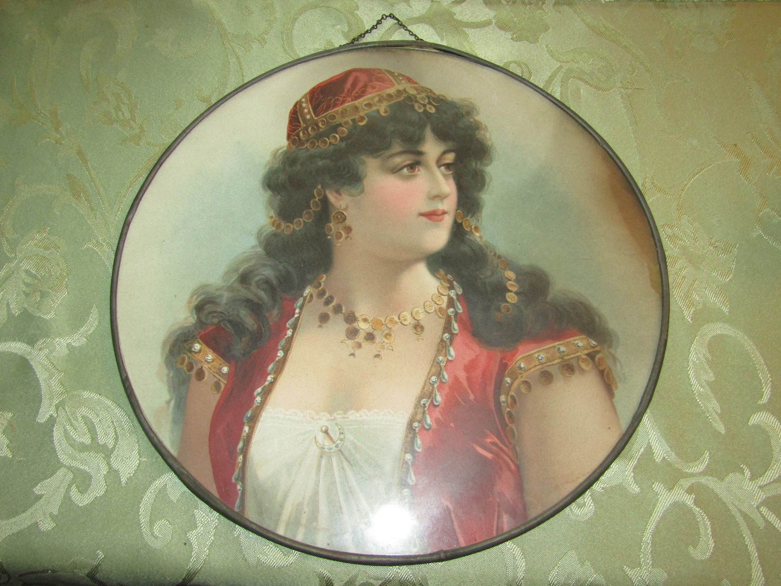 LOVELY Antique Victorian Gypsy In Red Framed *1907* 12\ LOVELY Antique Victorian Gypsy In Red Framed *1907* 12\