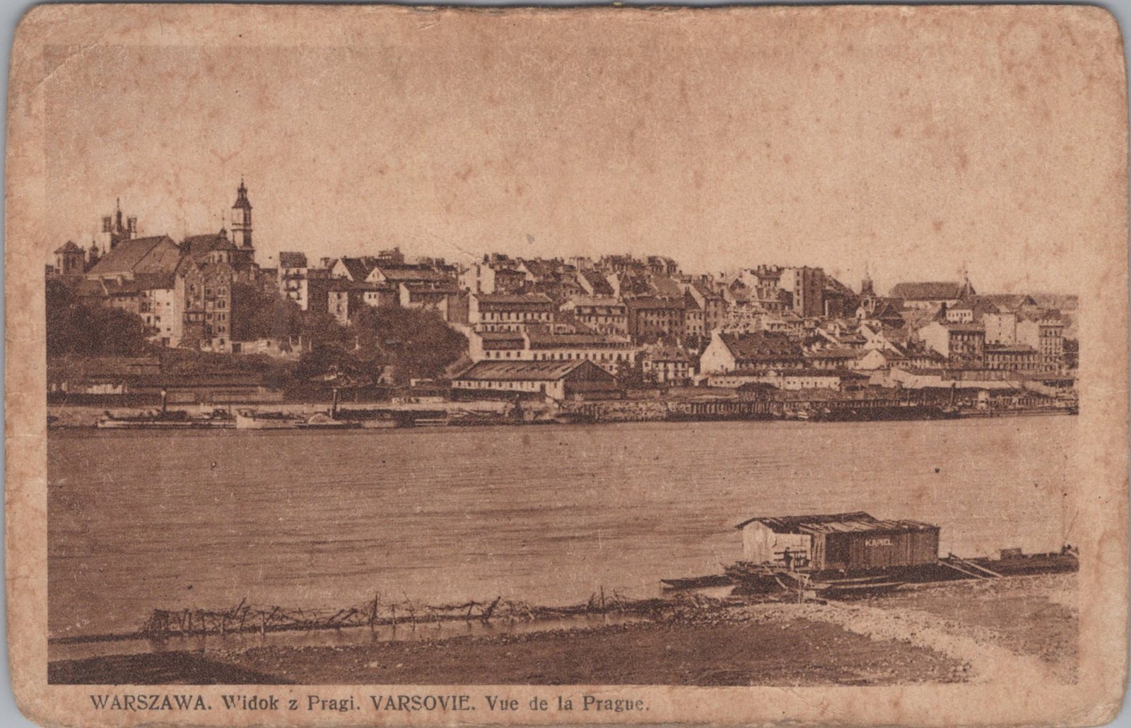View from Praga Vistula River Skyline Warsaw Poland Bulhak Photo 1920s Postcard