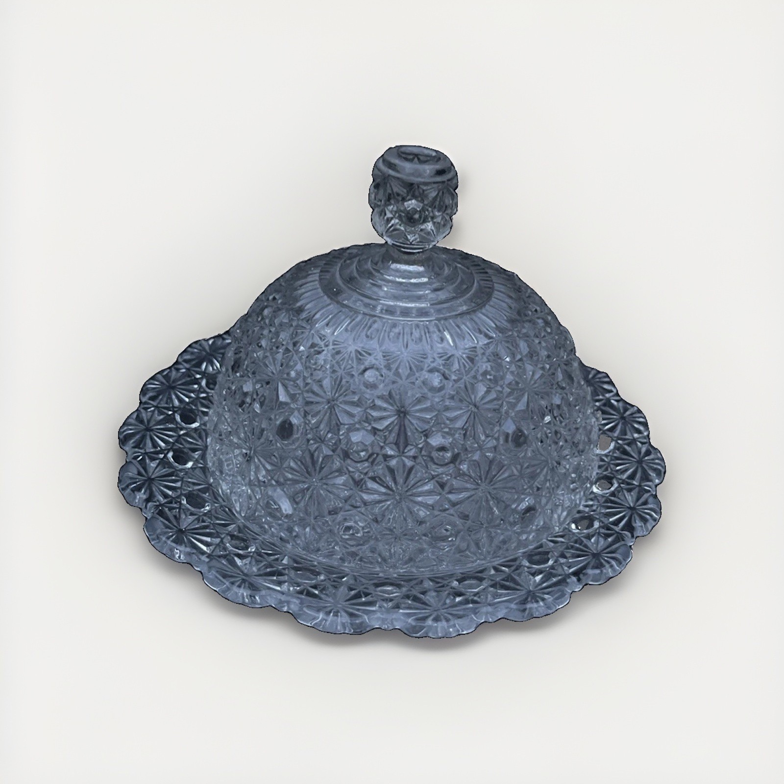 EAPG Adams & Co Covered Butter Cheese Cut Crystal Dish Daisy & Button 1888