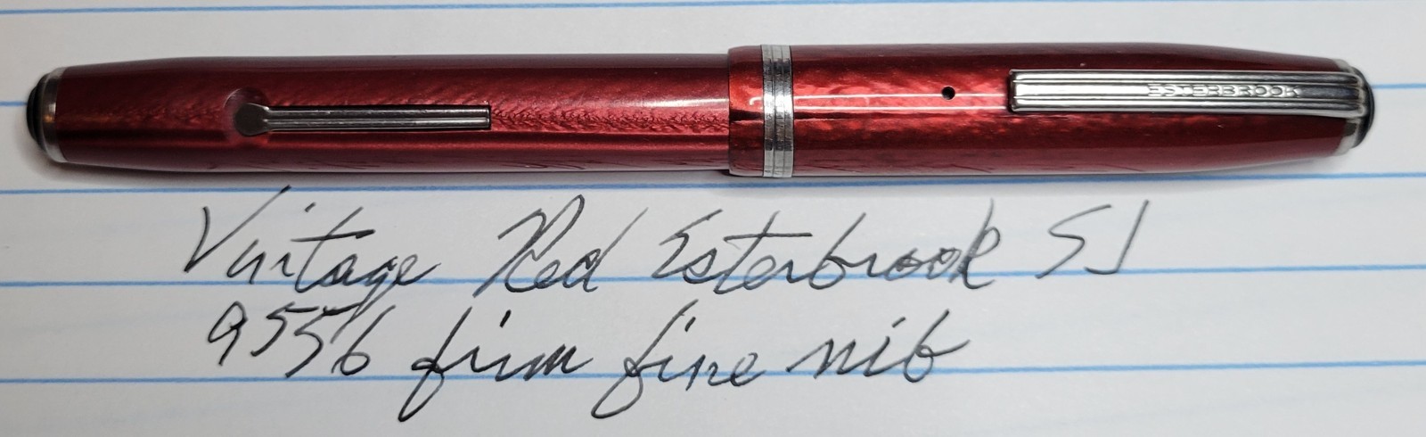 Vintage Esterbrook SJ Red Fountain Pen 9556 Firm Fine Nib 1950s
