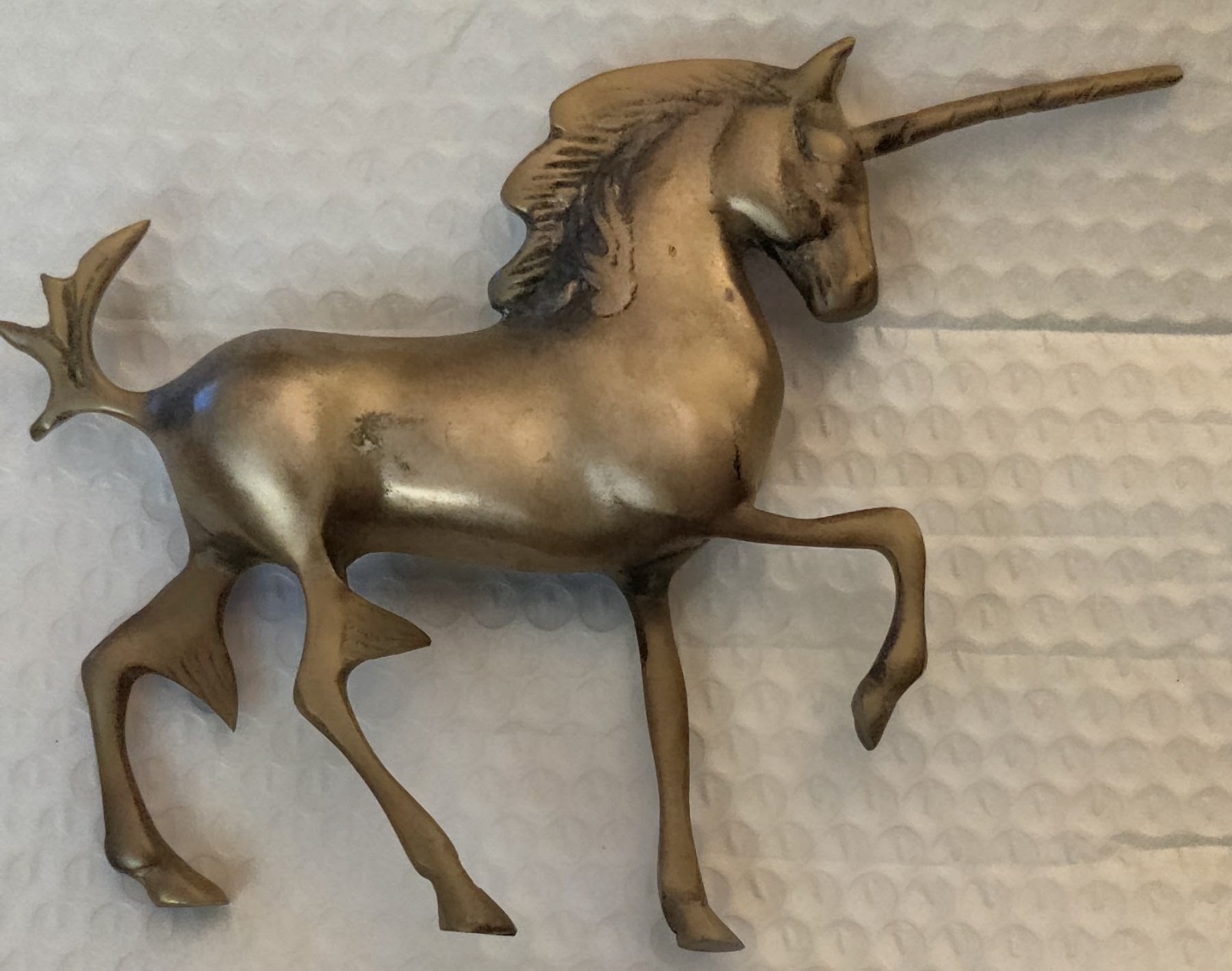 Vintage Solid Brass UNICORN Figurine Statue Figure Mid Century