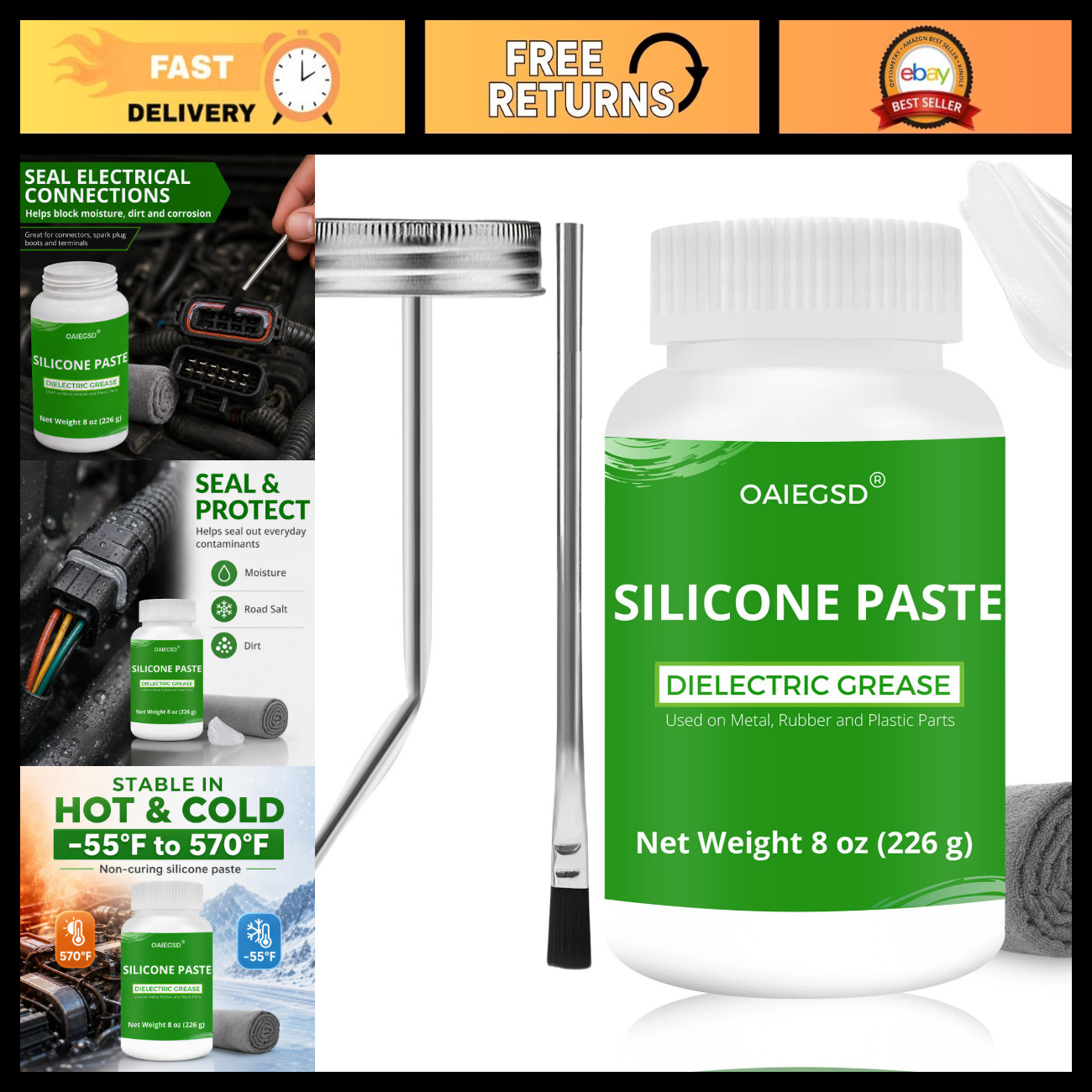 8 oz Silicone Dielectric Grease for Electrical Connectors & O-Rings, Waterproof