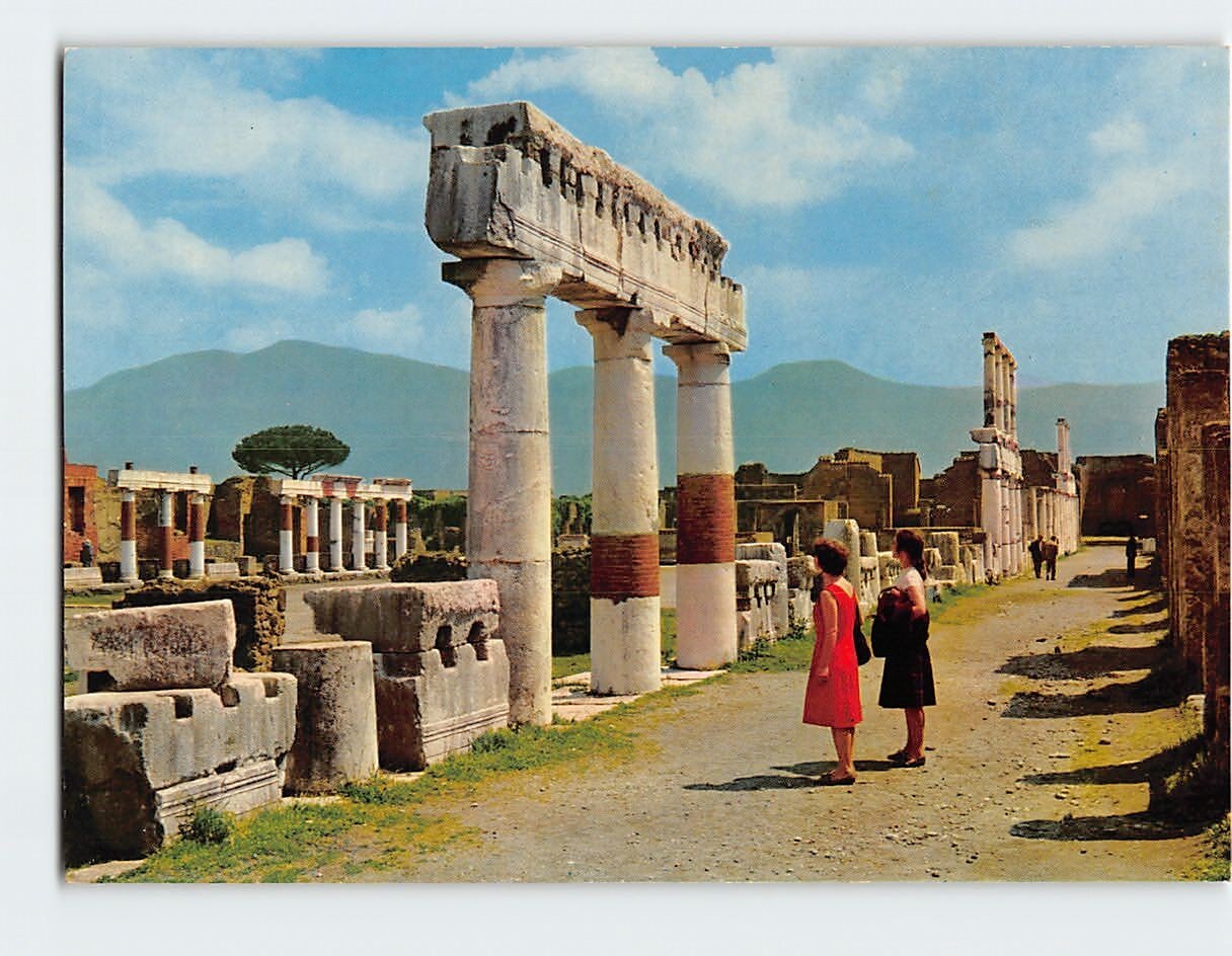 Postcard Detail The Forum Excavations Pompei Italy