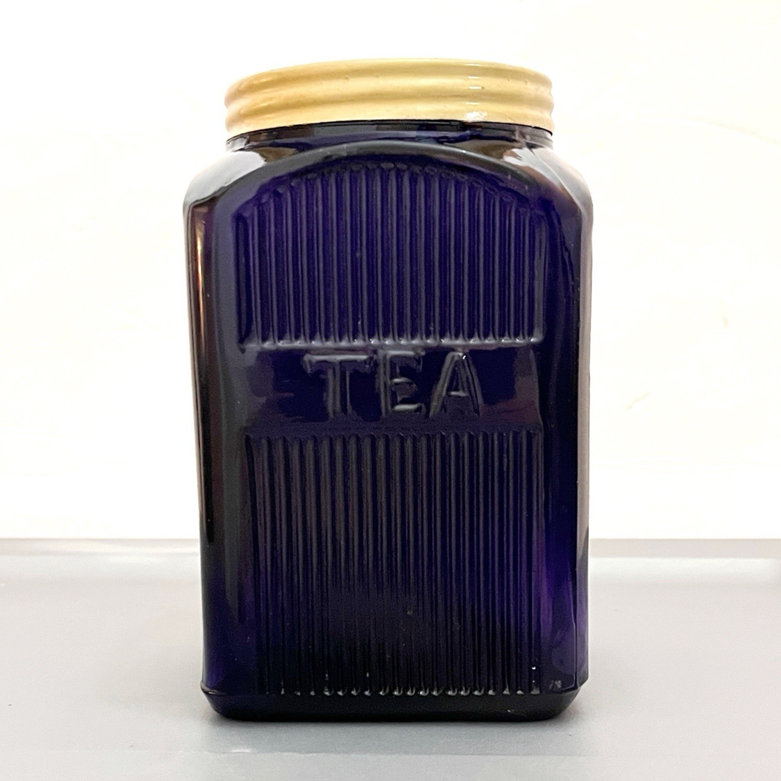 Vintage Sneath Canister Jar TEA Black Amethyst Sun Purple Napanee Mission