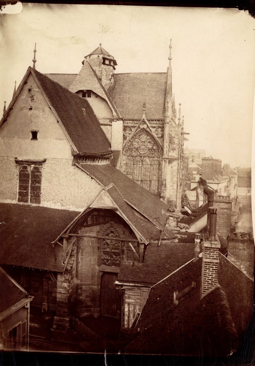 Troyes, Urban Basilica, Western Portal Vintage Albumen Print Albu Print