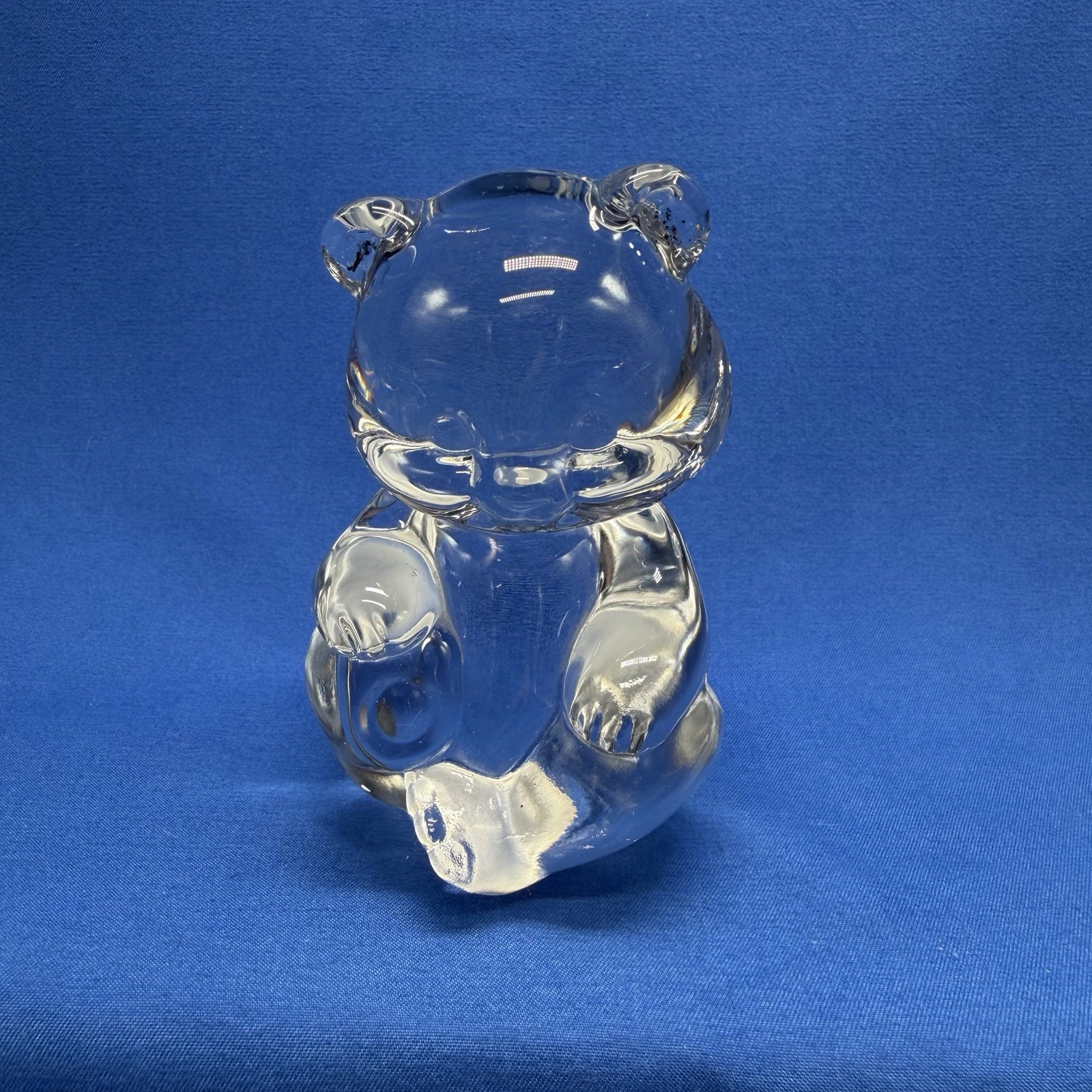 Fenton Art Solid Crystal Clear Glass Bear Figurine Paperweight 3.5 Inch
