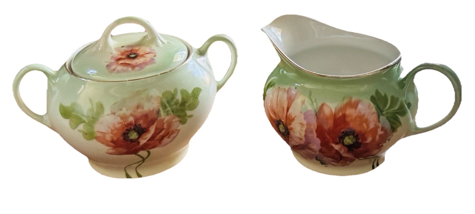 Antique Sugar Creamer Set ZS & C Floral Bavaria Germany