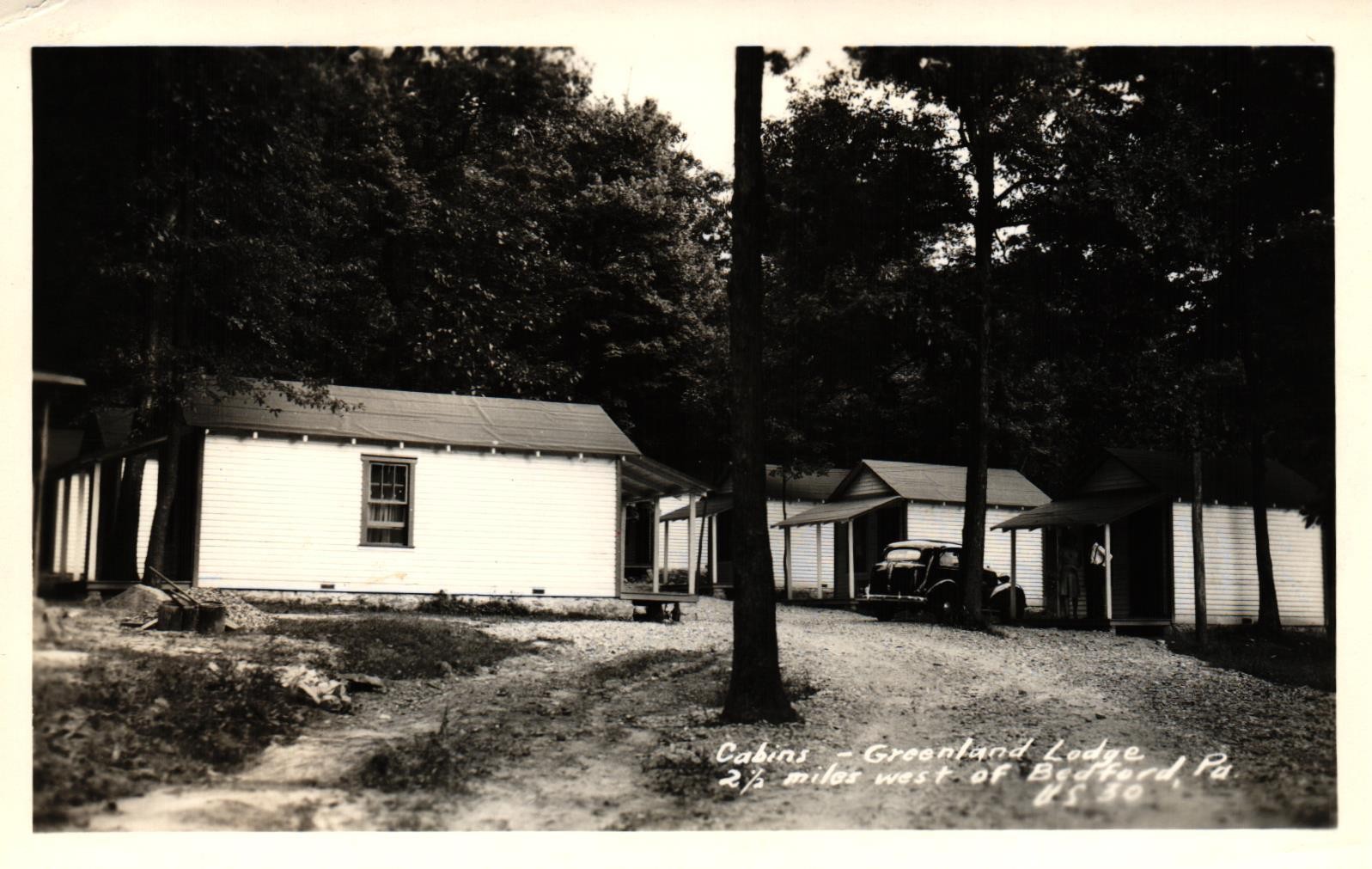 Lincoln Highway Pennsylvania - Cabins-Greenland Lodge West of Bedford RPPC Lincoln Highway Pennsylvania - Cabins-Greenland Lodge West of Bedford RPPC