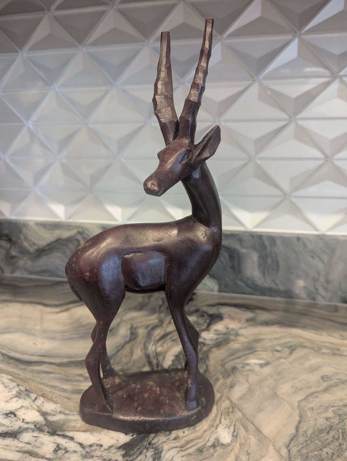 Gazelle Antelope Statue Vintage BESMO Hand Carved Kenya 12.5\