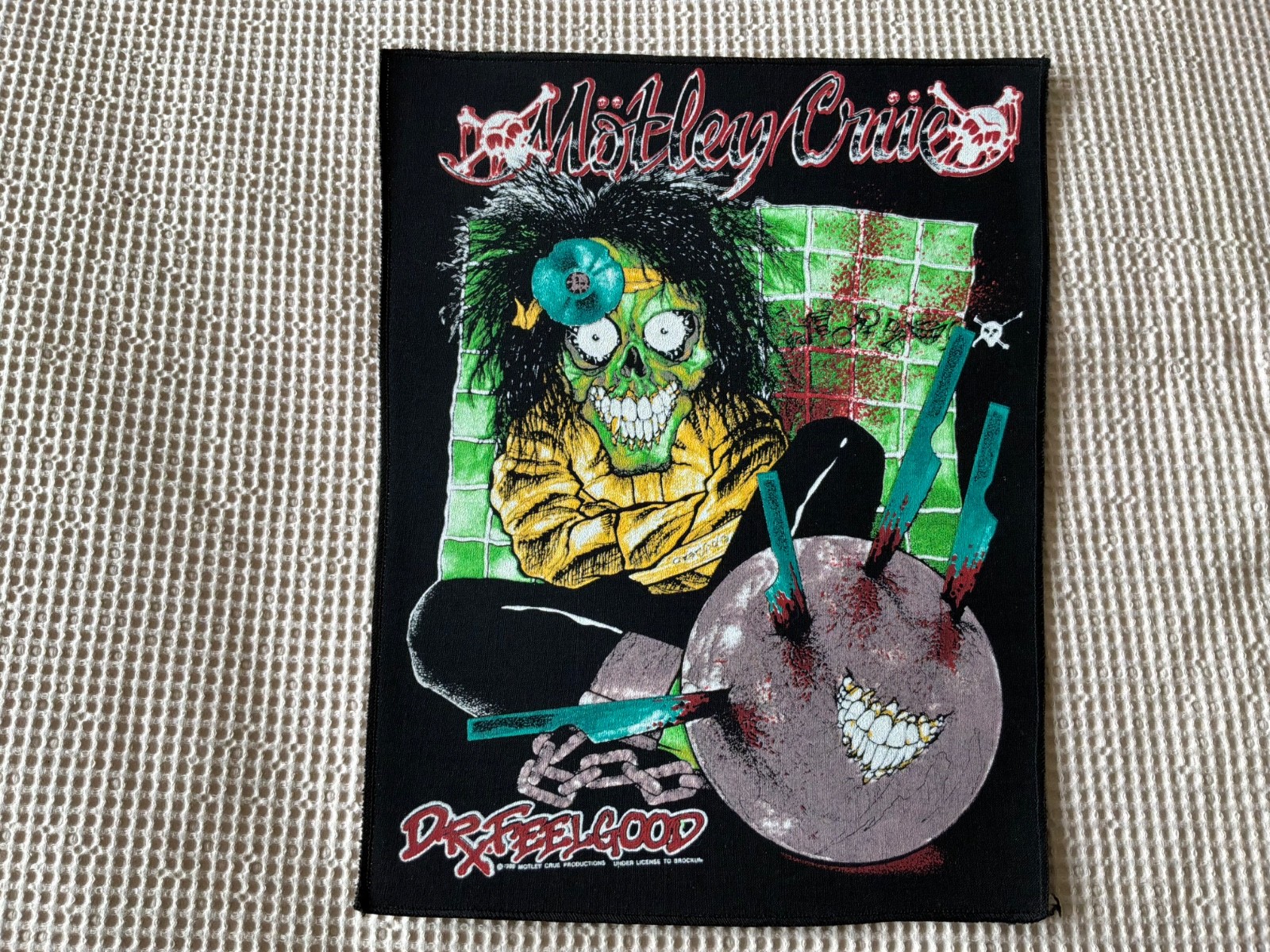 Motley Crue - Dr Feelgood - Biker Jacket - Back Patch - 36cm tall 30cm to 24cm