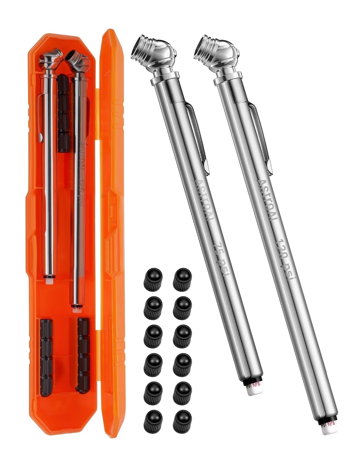Tire Pressure Gauge 2 Pack Pencil Stainless Steel 10-120PSI With Case Tire Pressure Gauge 2 Pack Pencil Stainless Steel 10-120PSI With Case