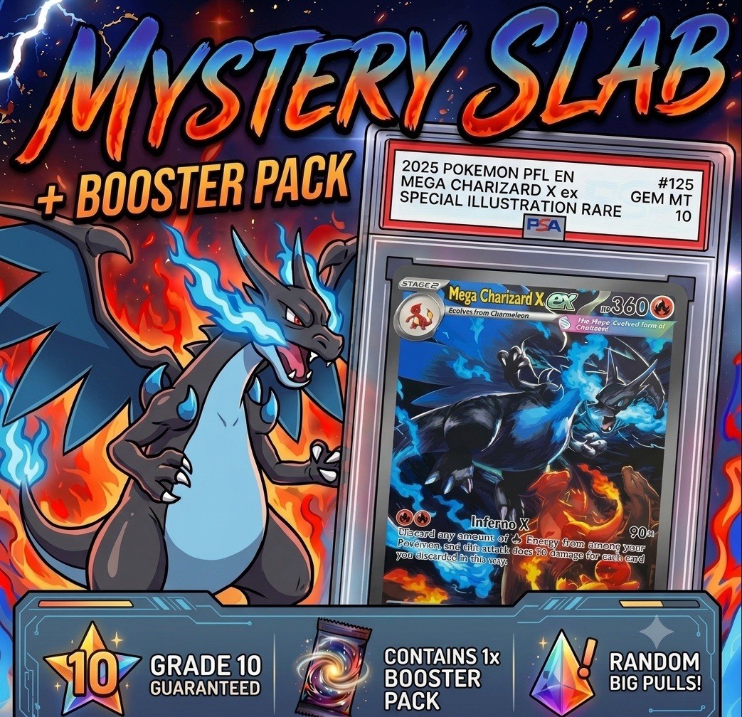 Pokemon Mystery Slab | Grade 10 ONLY + Booster Pack | Charizard PSA ACE CGC ETC