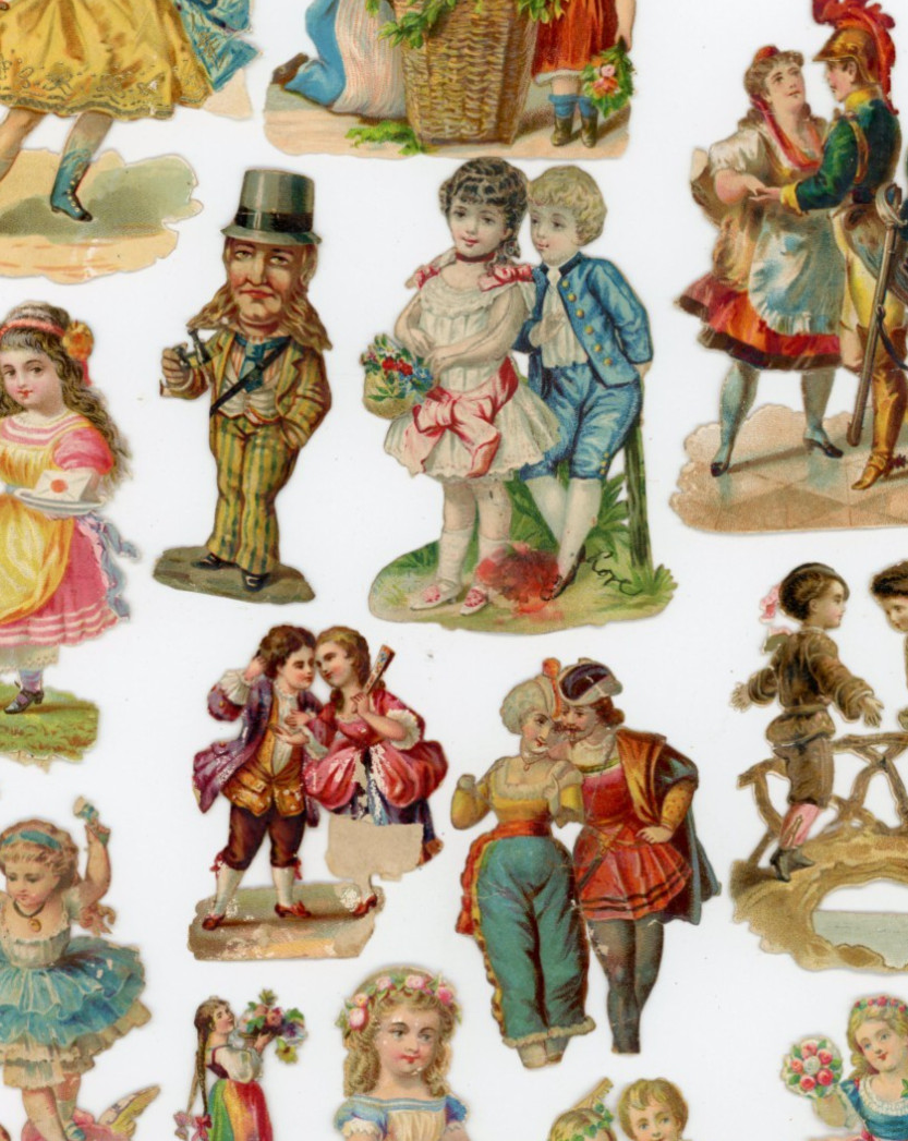 1870s-80s Die-Cut Miniatures Victorian Scrap Lot Fab H75 1870s-80s Die-Cut Miniatures Victorian Scrap Lot Fab H75