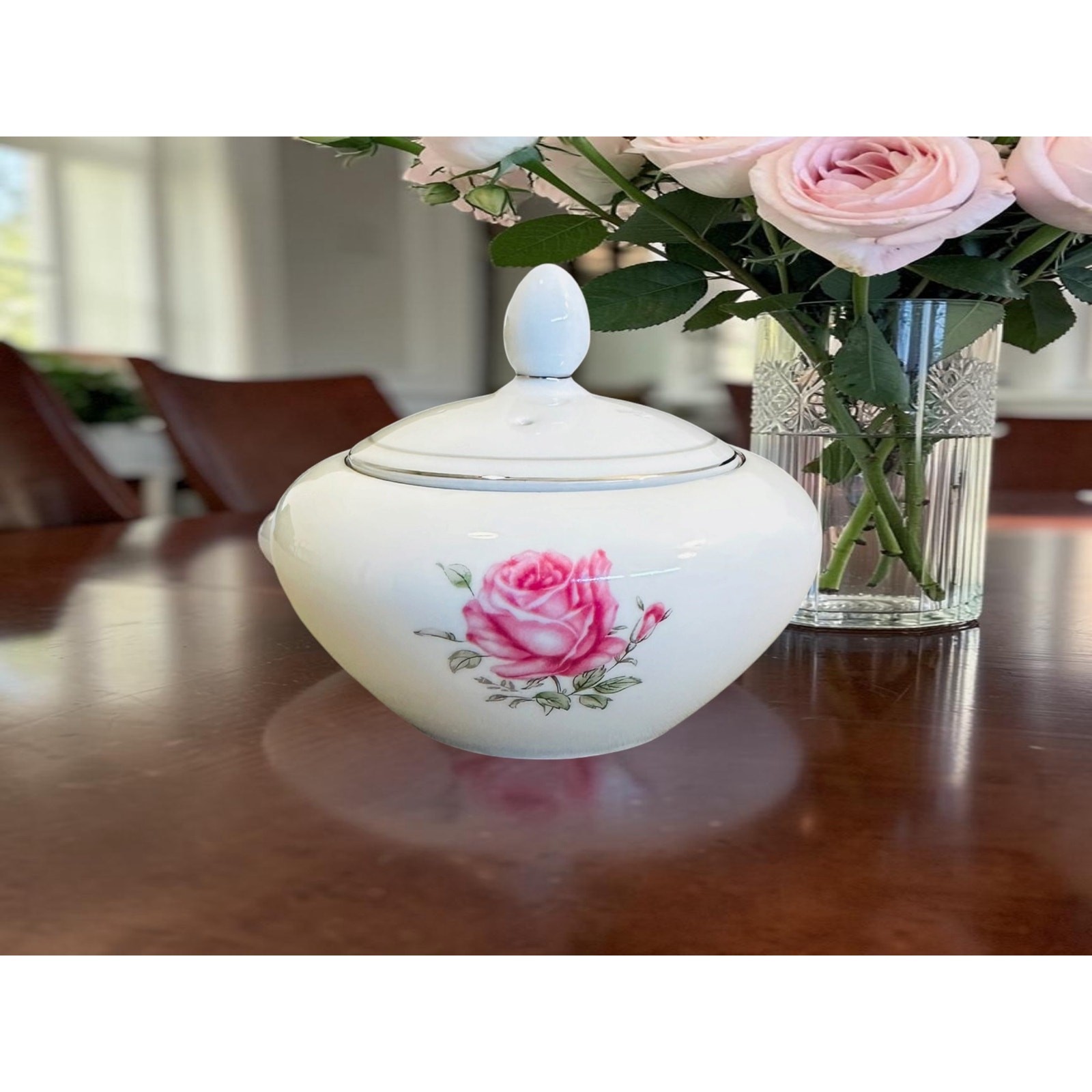 Imperial Rose Pink Rose Sugar Bowl and Lid Porcelain