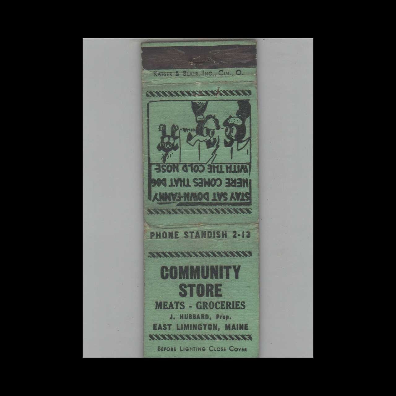 Vintage Matchbook Cover Community Store East Limington ME