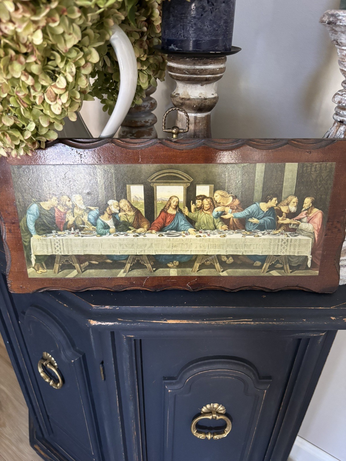Vintage 1970s Last Supper Jesus Wood Plaque Glossy Decoupage Kitsch Catholic Art Vintage 1970s Last Supper Jesus Wood Plaque Glossy Decoupage Kitsch Catholic Art