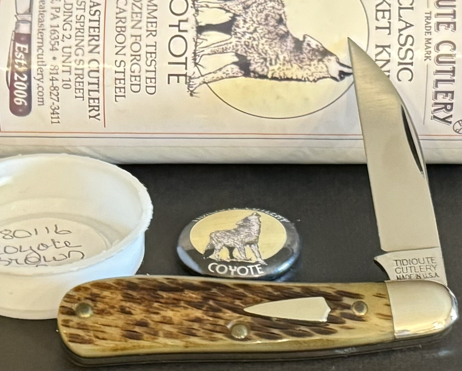 🔥 GEC 18 COYOTE GREAT EASTERN CUTLERY BROWN BONE POCKET KNIFE RARE