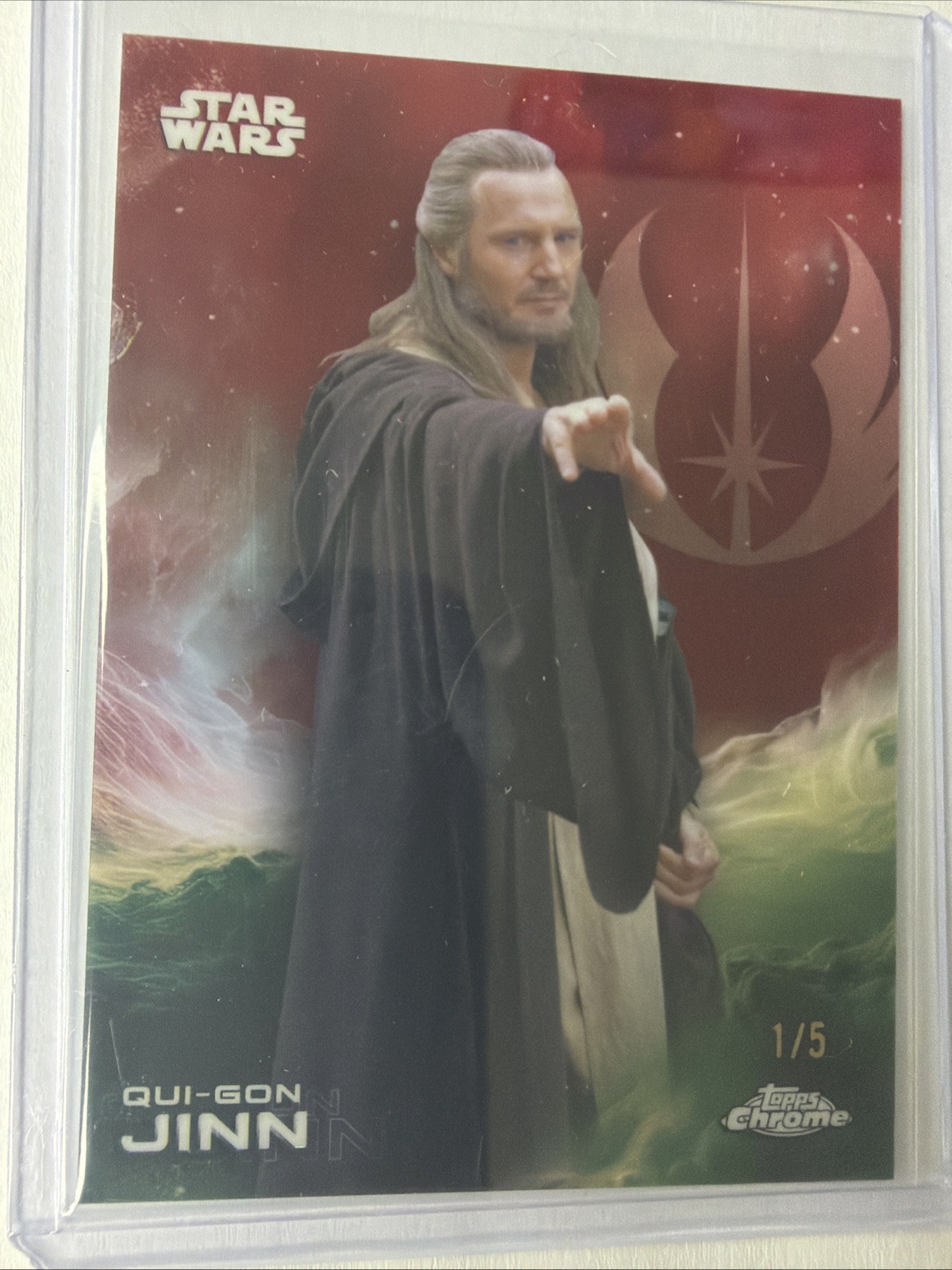 2025 Topps Chrome Star Wars Qui-Gon Jinn Red Prism Refractor 1/5 #152 2025 Topps Chrome Star Wars Qui-Gon Jinn Red Prism Refractor 1/5 #152