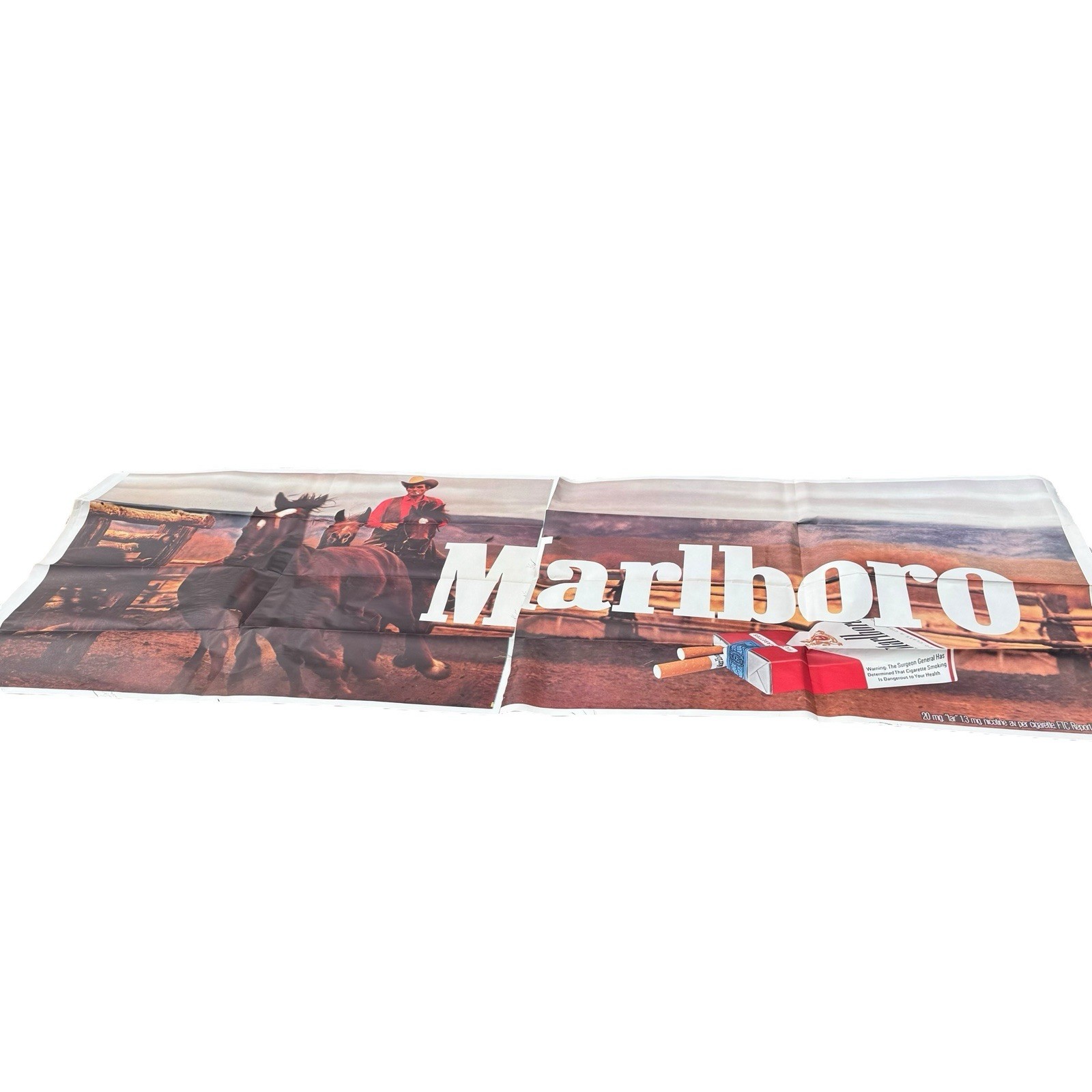 Vintage Huge 2 Piece Marlboro Cowboy Cigarettes Poster Broadside