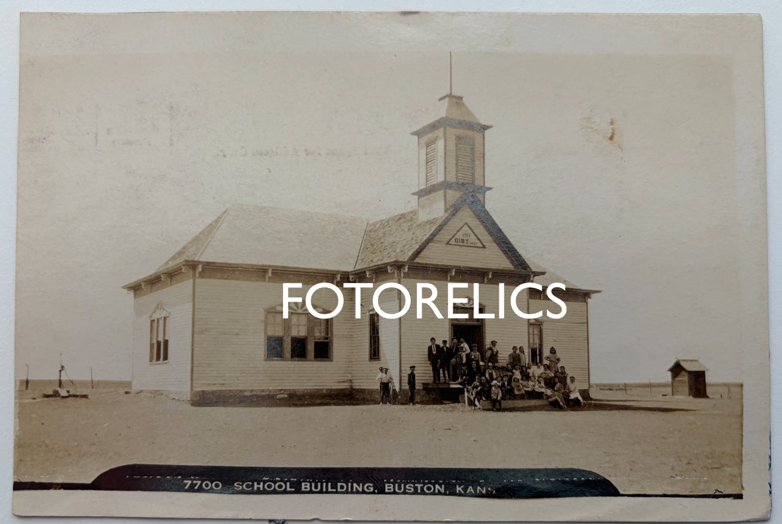 BUSTON Rice County Kansas - Original 1909 RPPC School with Teachers and Students BUSTON Rice County Kansas - Original 1909 RPPC School with Teachers and Students
