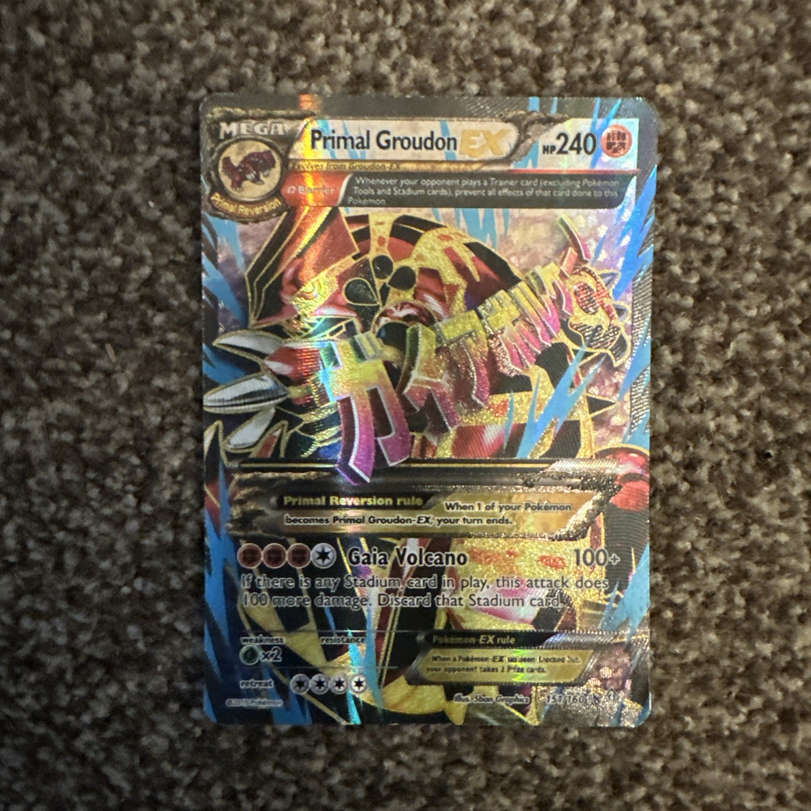 Pokémon Primal Groudon EX 151/160 Primal Clash Holo Ultra Rare Full Art 2015