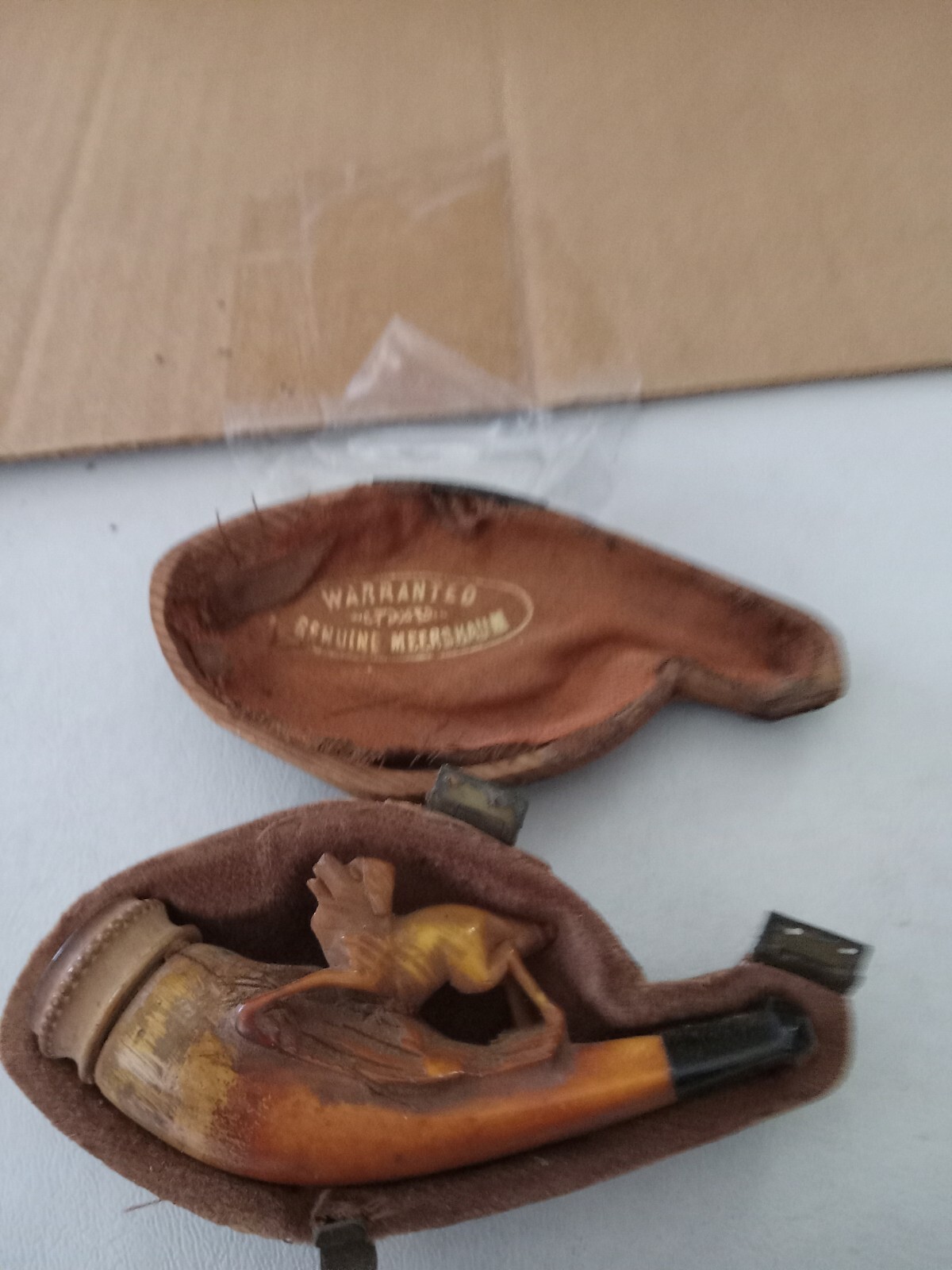 Vintage Meerschaun Cherub Pipe with Dog And Case