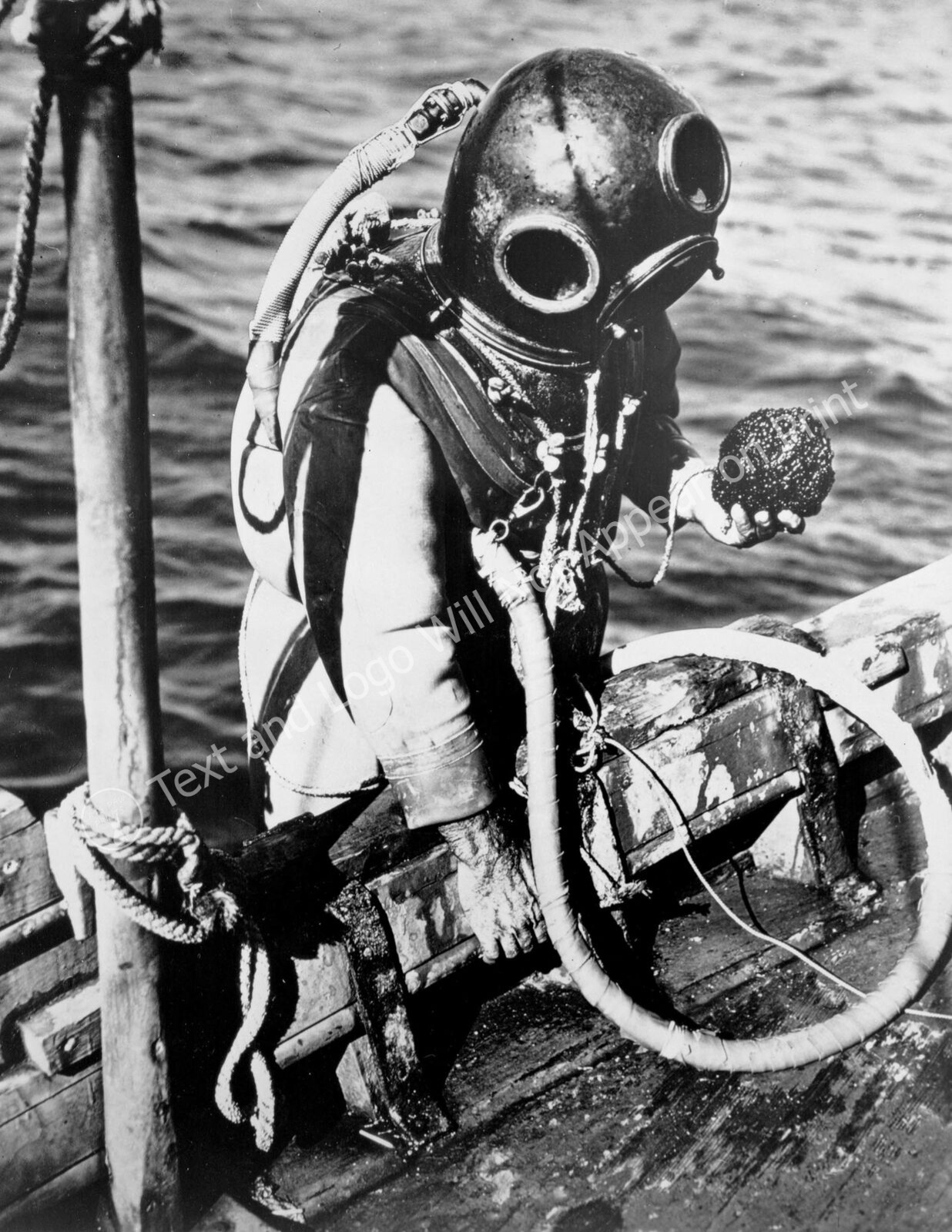 1944 Deep Sea Sponge Diver, Tarpon Springs, Florida Old Photo 8.5\ 1944 Deep Sea Sponge Diver, Tarpon Springs, Florida Old Photo 8.5\