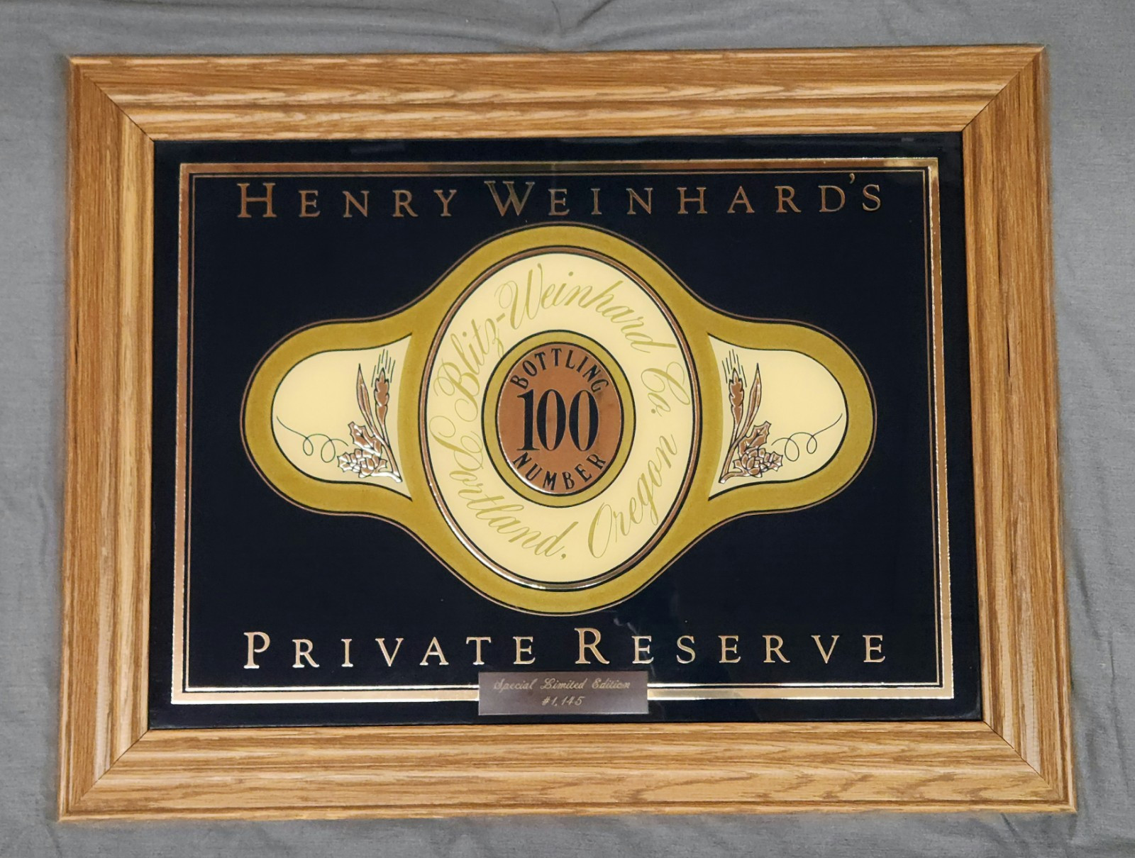 Vintage Framed Henry Weinhard's Private Reserve Wall Art, Limited Edition #1,145