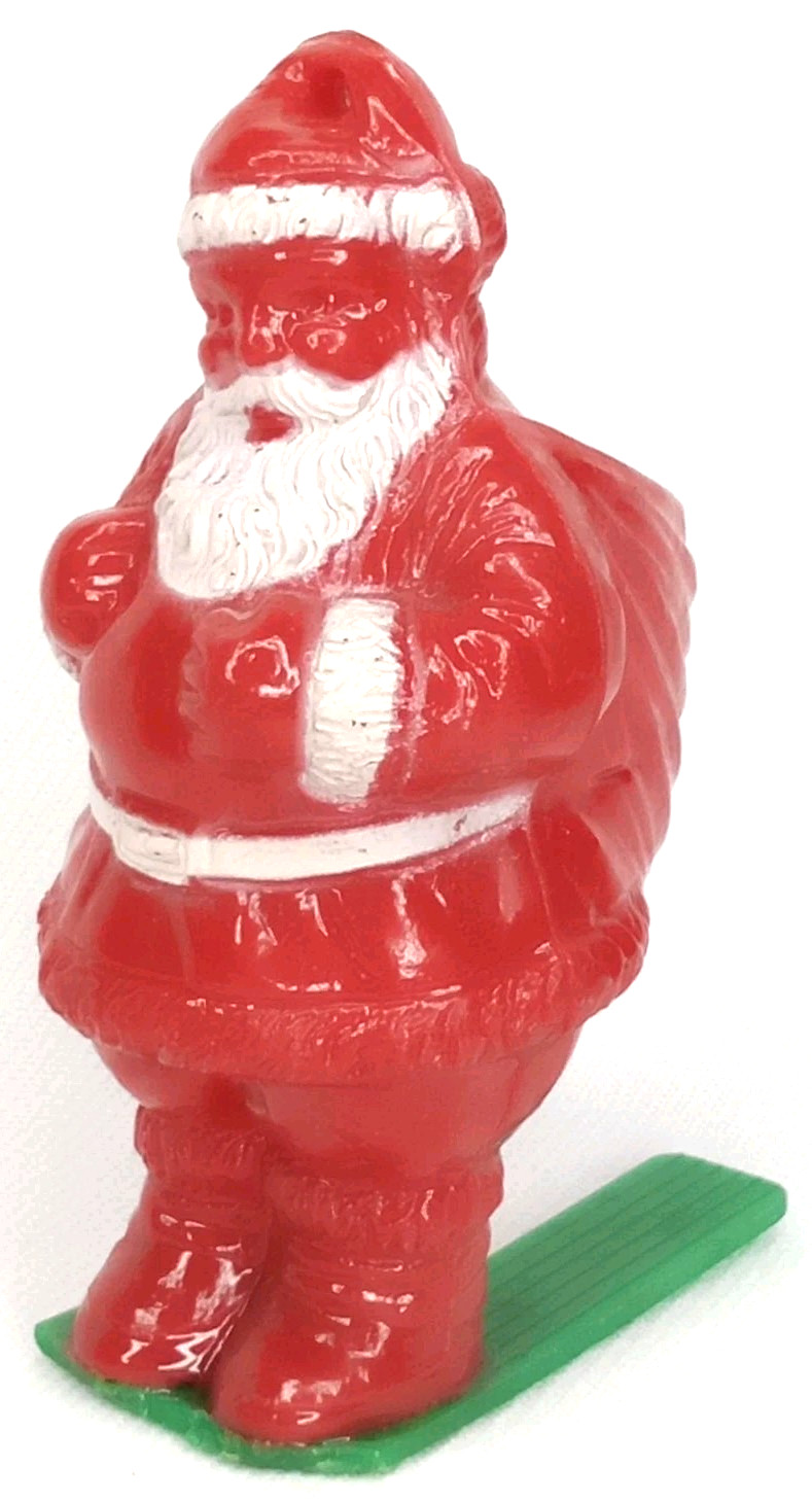 Vintage 1960s Irwin Plastic Skiing Santa Candy Container Christmas Ornament