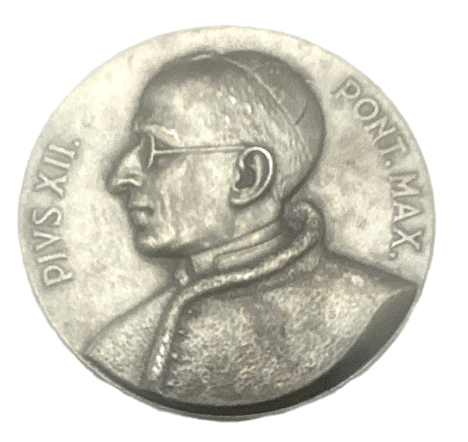 RARE POPE PIUS XII - XXXVI INTL EUCHARISTIC CONGRESS OF 1955 SILVER PLATED MEDAL