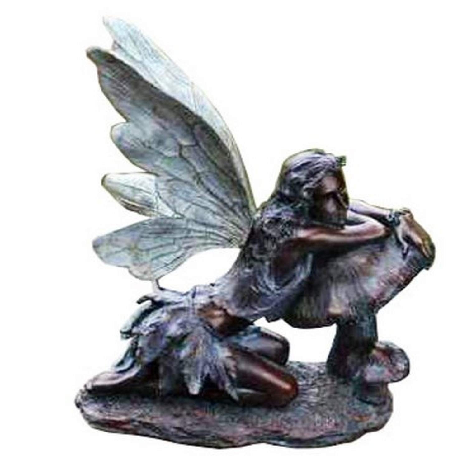Napco Imports Fairy On Mushroom Copper Tone 17 x 15 Bronze Metal Collectible ...