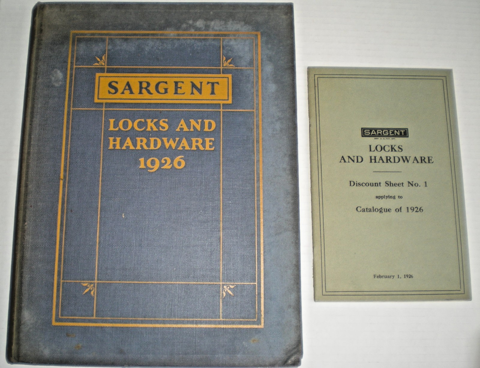 1926 Sargent Master Catalog of Locks & Hardware + Rare 1926 Price Discount Sheet