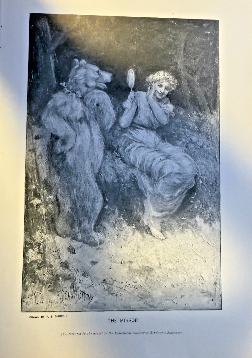 1893 Magazine Illustration The Mirror by F. S. Church 1893 Magazine Illustration The Mirror by F. S. Church