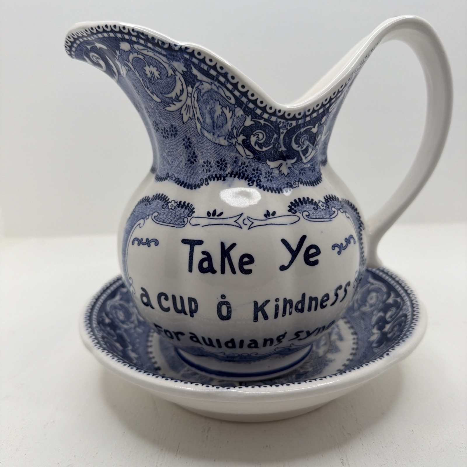 Vintage Rare Enesco Take Ye A Cup Of Kindness All Auld Lang Syne Pitcher & Bowl