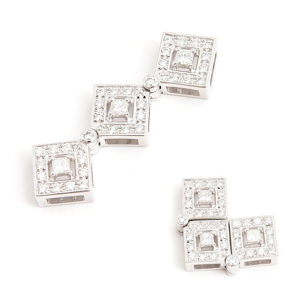 Tasaki Pendant Women\'s Diamond Square 2WAY Pendant Top D0.53ct White Gold K18WG Tasaki Pendant Women\'s Diamond Square 2WAY Pendant Top D0.53ct White Gold K18WG