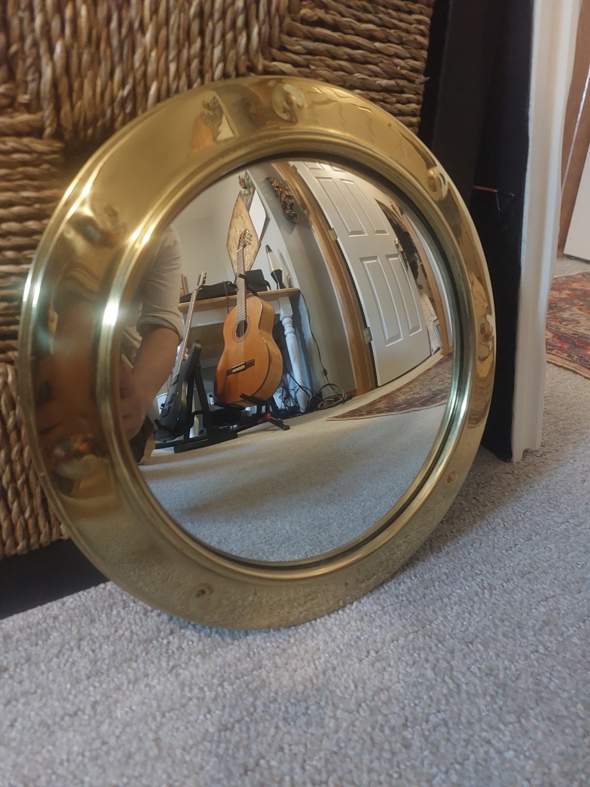 Vintage 1950s English Brass Porthole Convex Wall Mirror – Made in England Vintage 1950s English Brass Porthole Convex Wall Mirror – Made in England