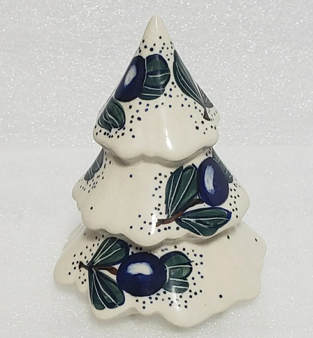 Vintage Polish Pottery Tree Boleslawiec Unikat Blueberries Ceramic 5