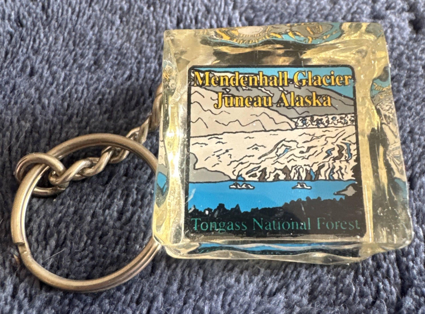 Vintage Mendenhall Glacier Juneau Alaska Tongass National Ice Block Keychain Vintage Mendenhall Glacier Juneau Alaska Tongass National Ice Block Keychain