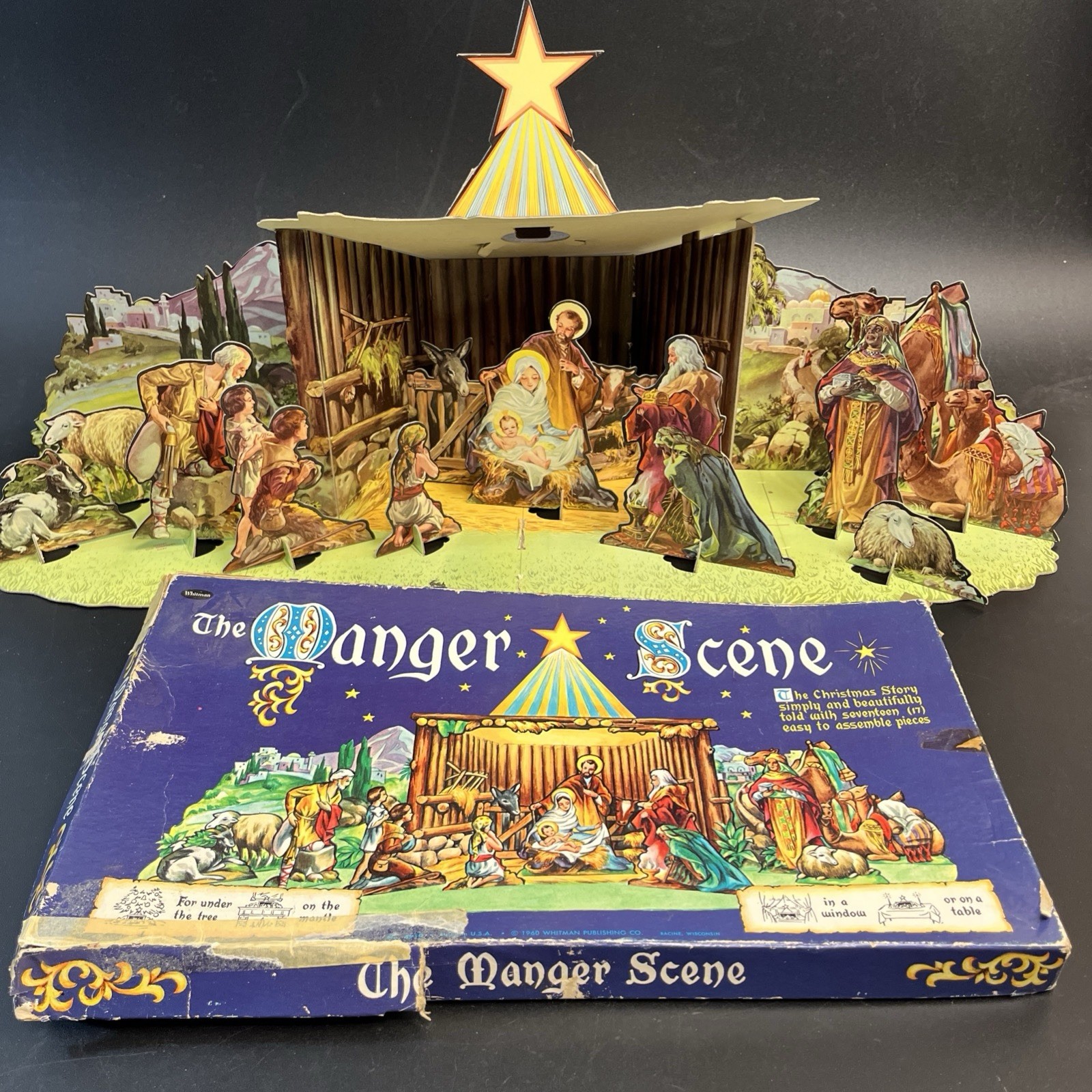 Nativity Vtg Whitman The Manger Scene 1959 Christmas Decor Complete Original Box