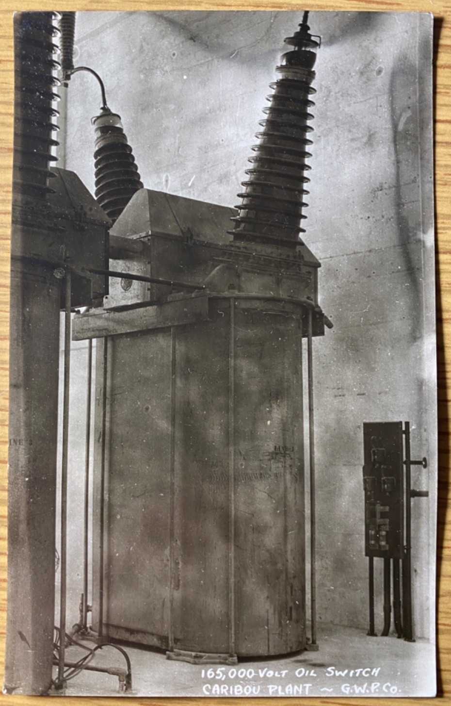 1921 RPPC CARIBOU HYDROELECTRIC PLANT real photo postcard 165K VOLT OIL SWITCH