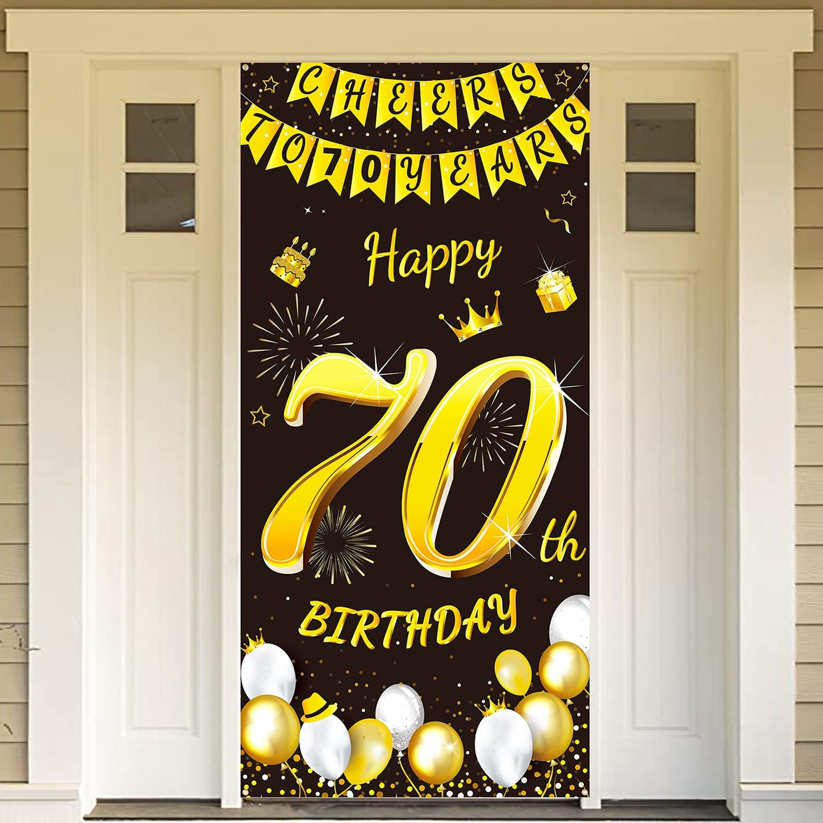 DPKOW Black Gold 70th Birthday Decoration for Man Woman, Black Gold Happy 70t...