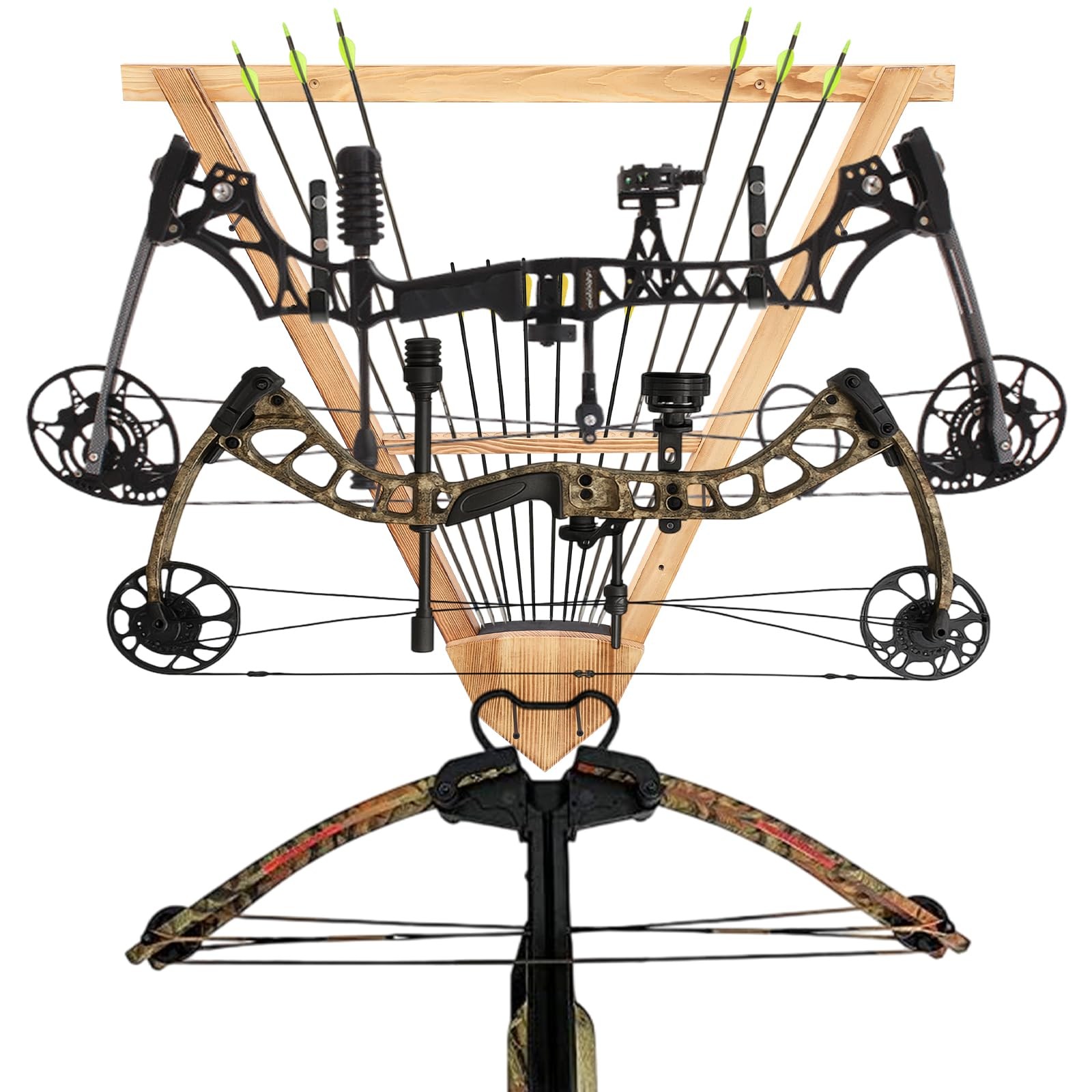 Wall Mounted Bow and Arrow Display Rack for Hunting and Archery Accessories 3...