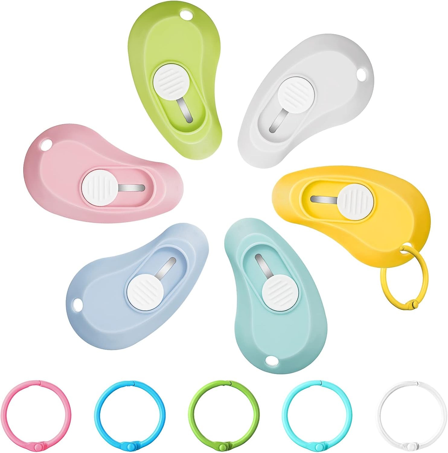 6 Pcs Mini Keychain Box Cutter, Cute Retractable Utility Knife