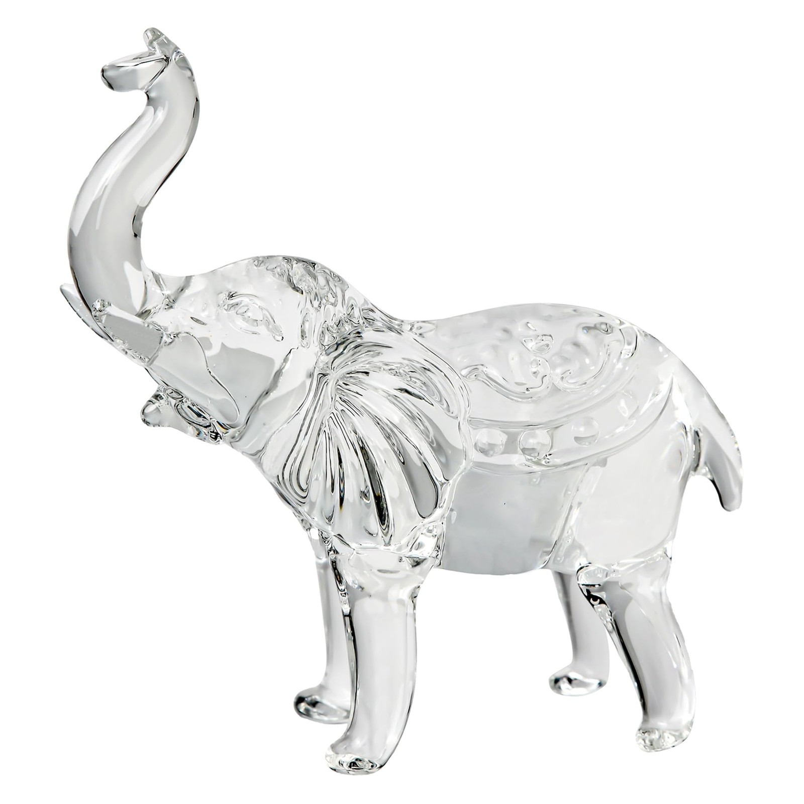 Clear Crystal Elephant Figurines Collectibles, Glass Animals Table Decor Orna...