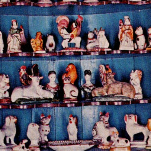 * VTG Chrome Postcard Chalkware Figures European 1830-90 Winterthur DE