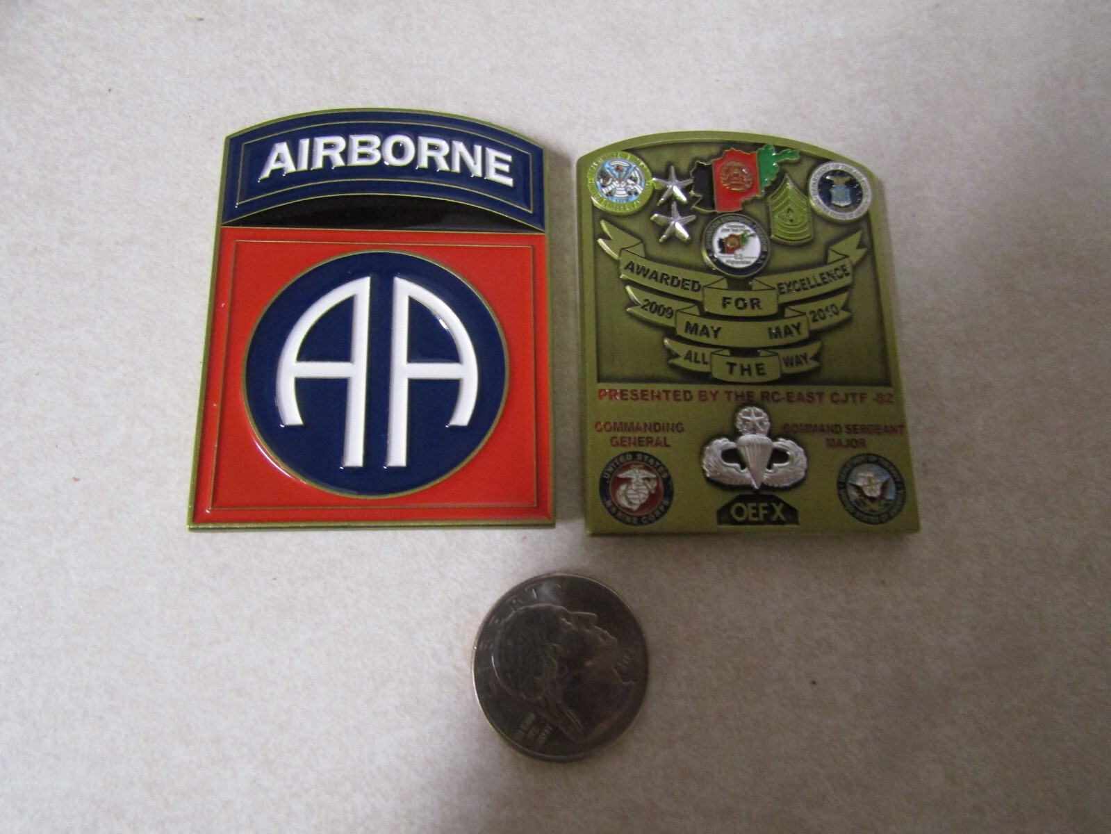CHALLENGE COIN 82ND AIRBORNE RC-EAST AFGHANISTAN ARMY USMC USAF CJTF-82 OEF X 09 CHALLENGE COIN 82ND AIRBORNE RC-EAST AFGHANISTAN ARMY USMC USAF CJTF-82 OEF X 09